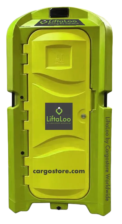 Lime green offshore toilet the LiftaLoo by Cargostore